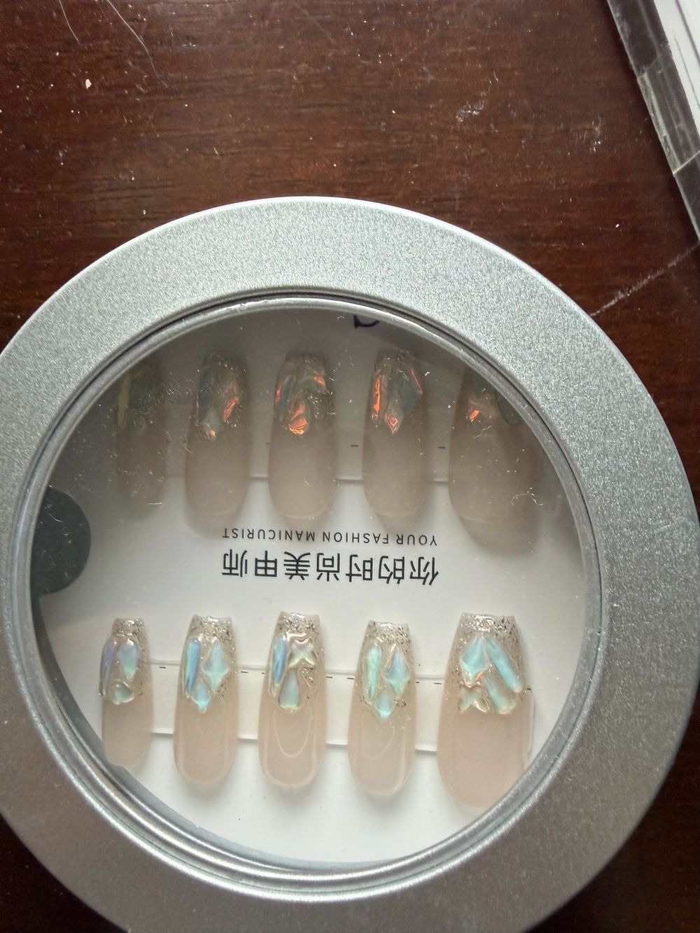 Irregular Opal Accent Nude Press-On Nails - Brand: